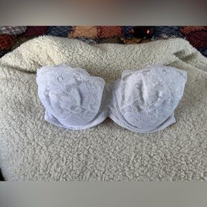 Cabernet White Lace Padded Strapless Bra. 36C